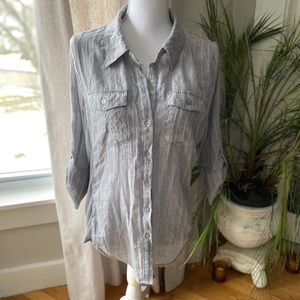 🌙Lightweight embroidered stripe button down 🌙